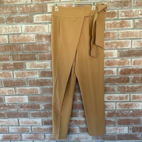 Lavish Alice Asymmetrical Tie Waist Trouser Pants Tan UK 8 US 4 - Picture 1 of 12